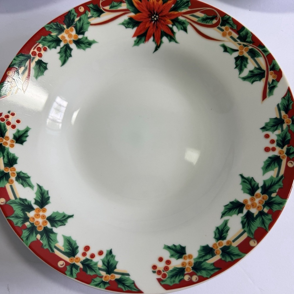 Sunflower - Poinsettia 8" Rim Soup Bowl Christmas China Replacement Discontinued
